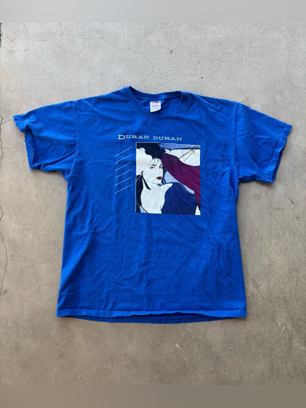 Duran Duran Rio Graphic T-Shirt XL Blue Fruit Of The Loom Heavy Cotton 2000s Y2K